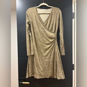 Prana Olive Tan Faux Wrap Dress